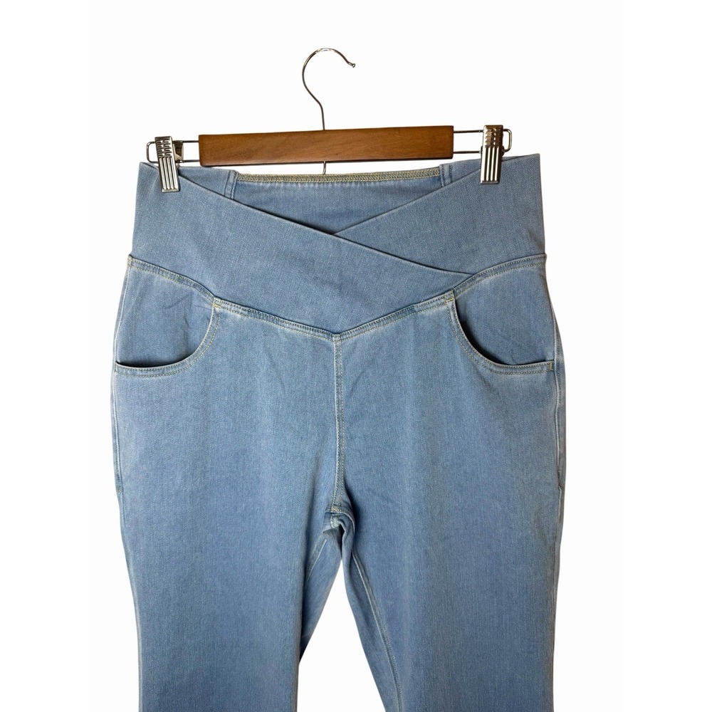 Halara Flex Crossover V-Waist Flare Jeans Light Wash High Rise Bell Bottom Large - Picture 7 of 10